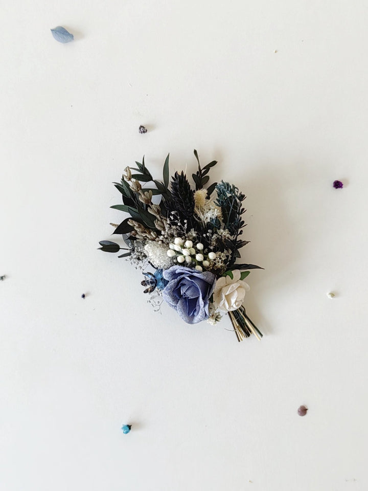 Blue Rose Boutonniere: Winter Wedding Corsage – handmade floral hair accessory by magaela