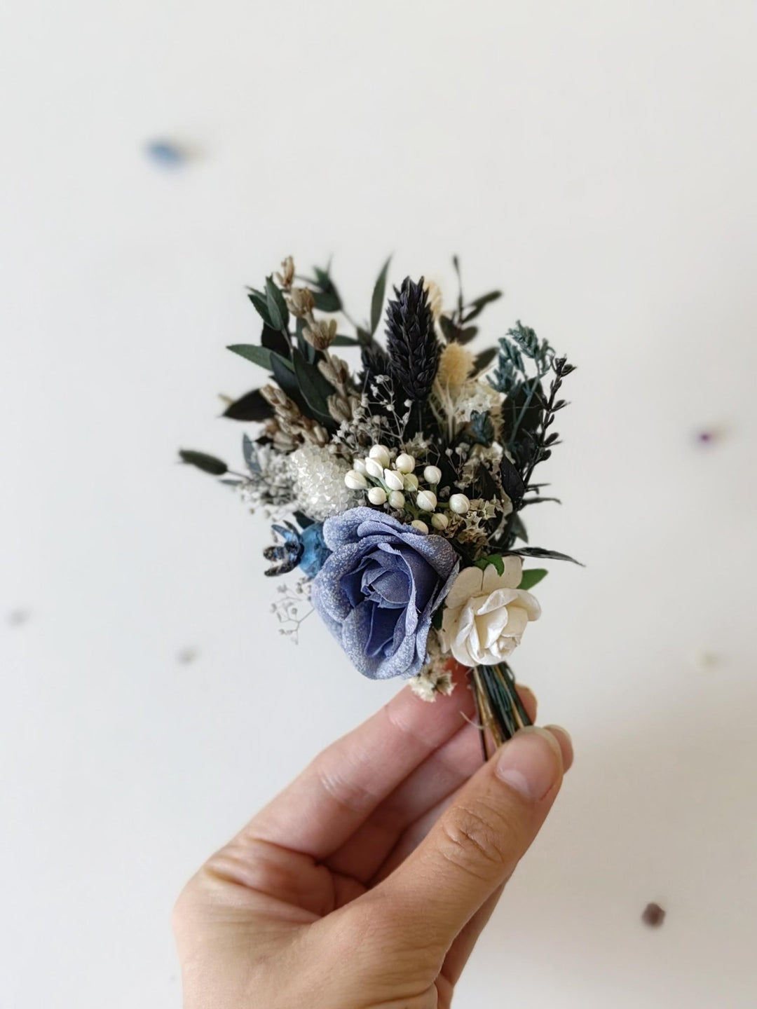Blue Rose Boutonniere: Winter Wedding Corsage – handmade floral hair accessory by magaela