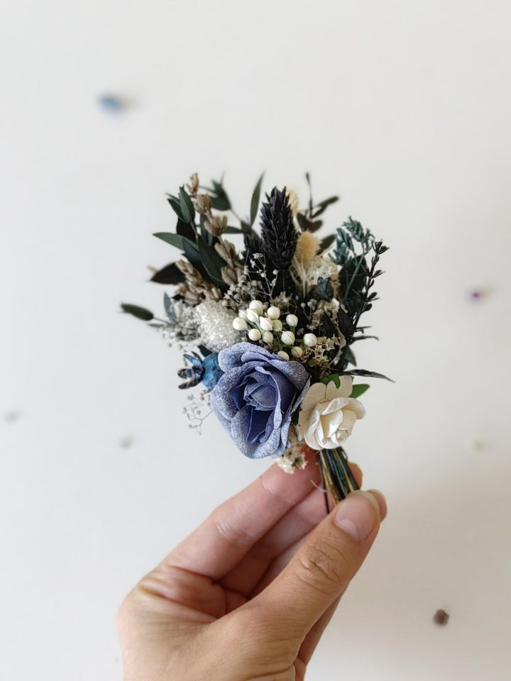 Blue Rose Boutonniere: Winter Wedding Corsage – handmade floral hair accessory by magaela
