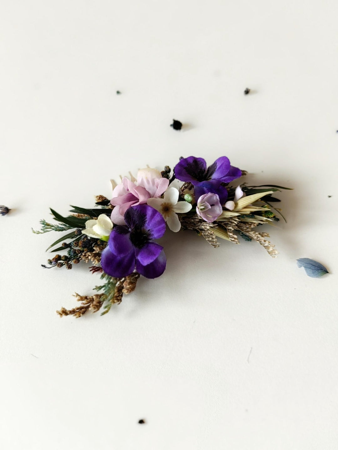 Violet Flower Hair Comb: Purple Bridal Hair Accessory – handmade floral hair accessory by magaela