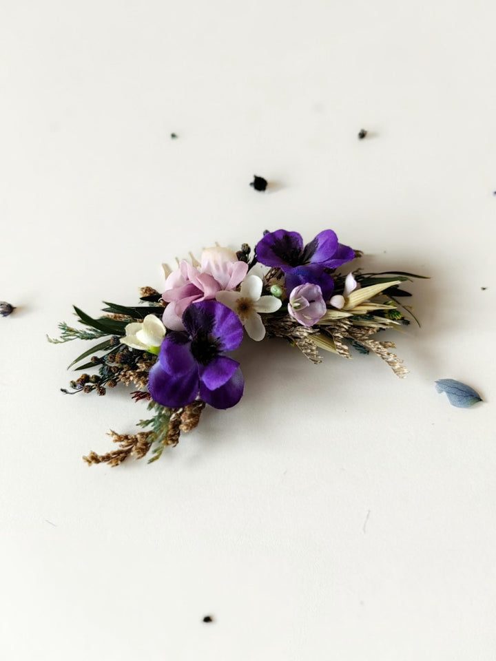 Violet Flower Hair Comb: Purple Bridal Hair Accessory – handmade floral hair accessory by magaela