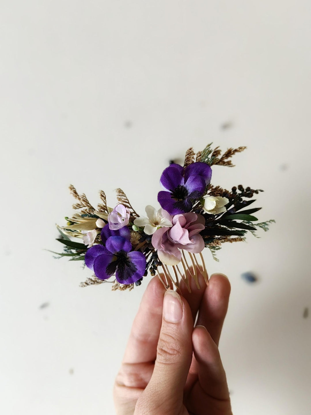 Violet Flower Hair Comb: Purple Bridal Hair Accessory – handmade floral hair accessory by magaela