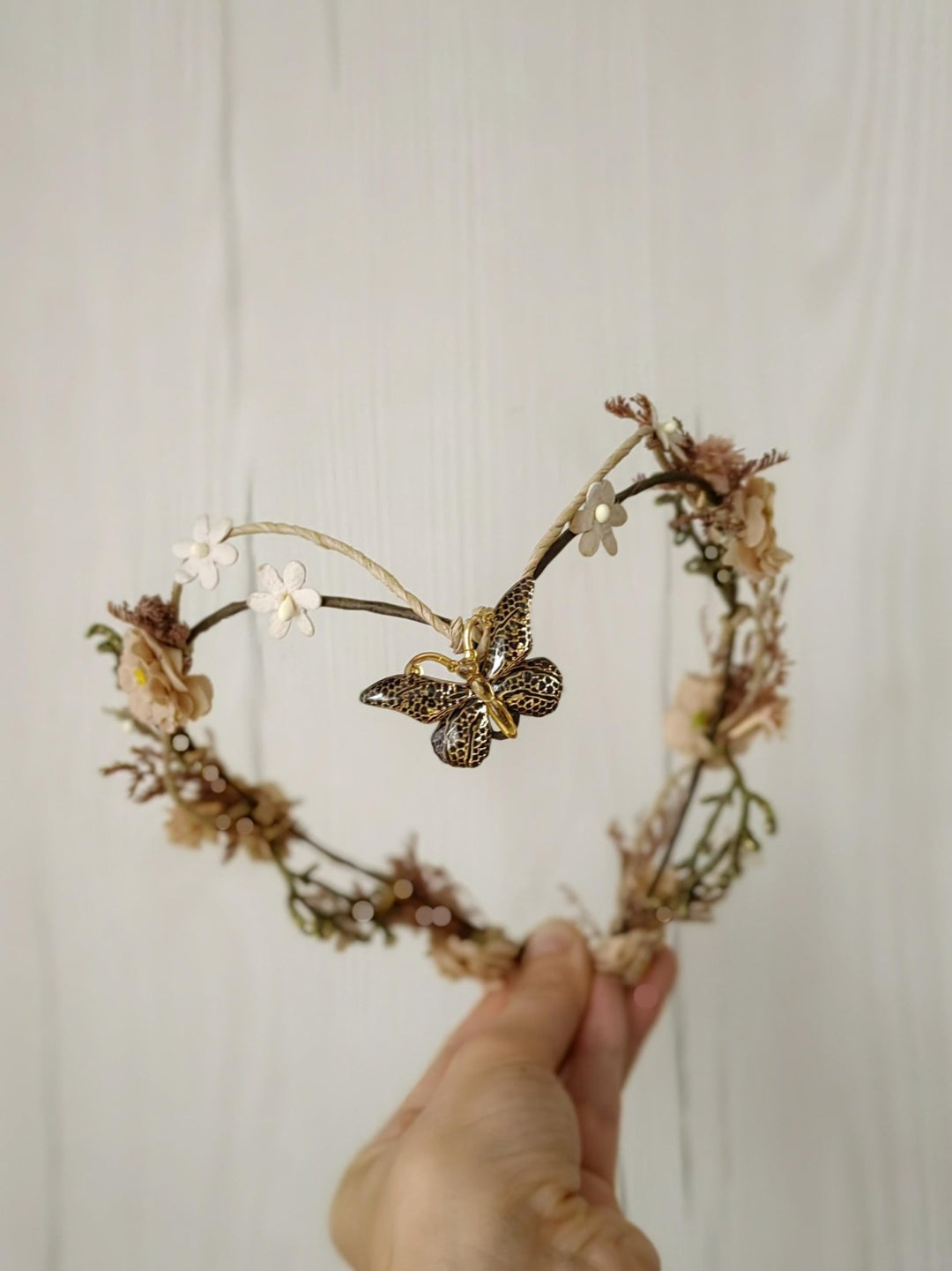 Vintage Floral Bridal Crown: Woodland Wedding Tiara – handmade floral hair accessory by magaela