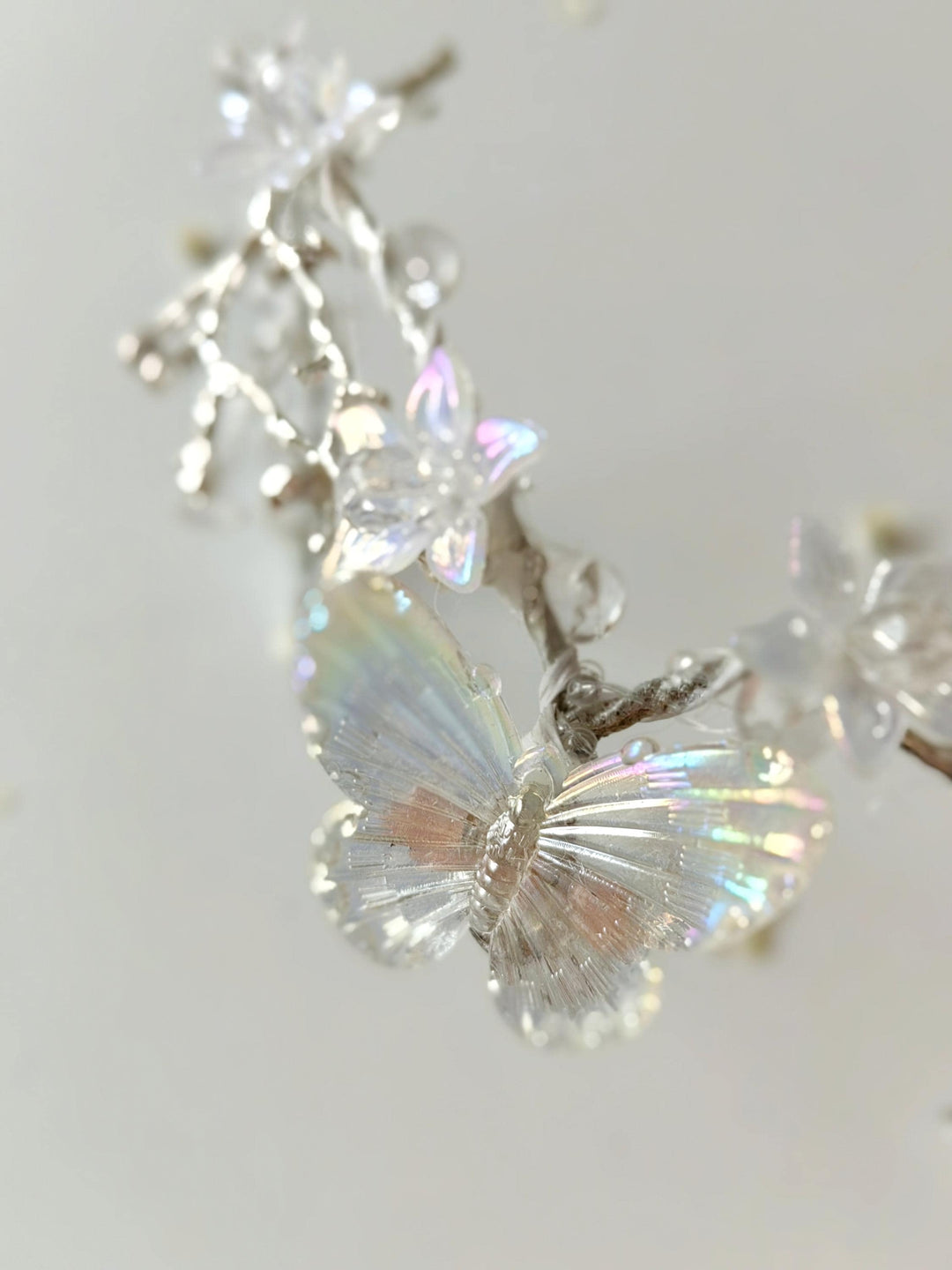 Butterfly Wedding Tiara with Veil: Winter Renaissance Crown – handmade floral hair accessory by magaela