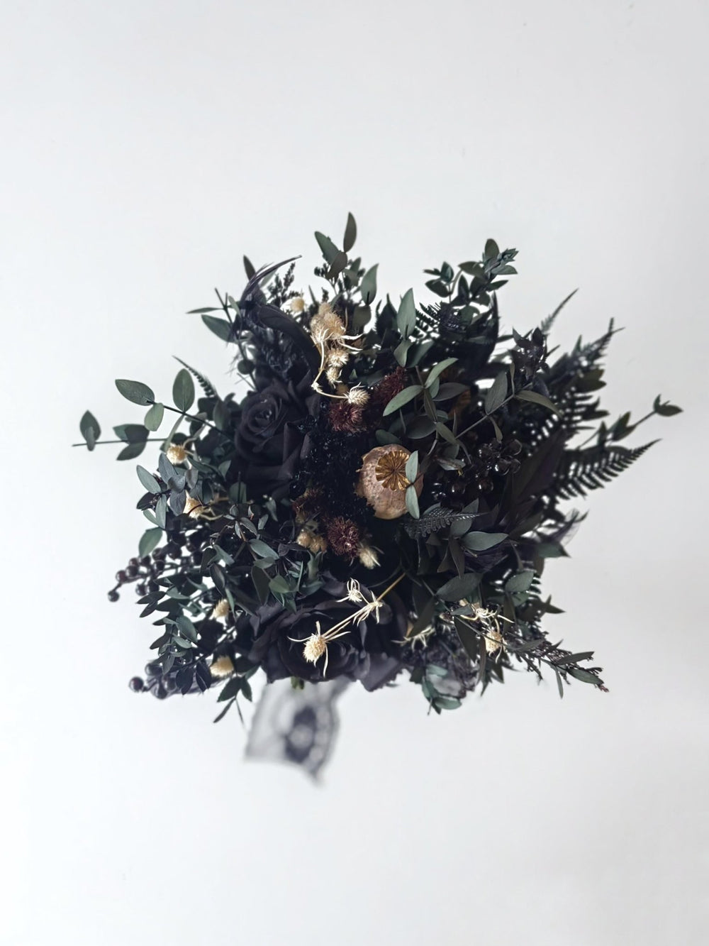 Black Gothic Wedding Bouquet: Dark Artificial Flower Bridal Bouquet – handmade floral hair accessory by magaela