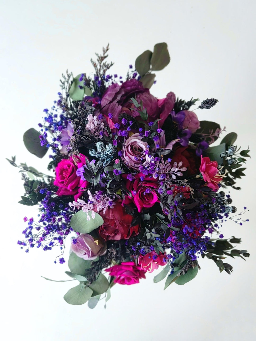 Purple Magenta Flower Bouquet: Autumn Gothic Wedding Bridal Bouquet – handmade floral hair accessory by magaela