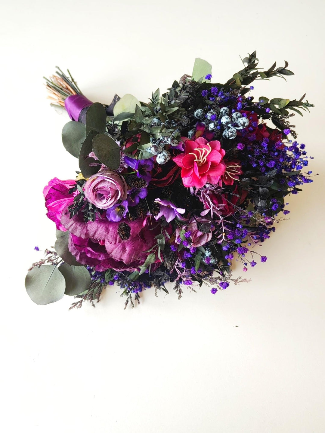 Purple Magenta Flower Bouquet: Autumn Gothic Wedding Bridal Bouquet – handmade floral hair accessory by magaela