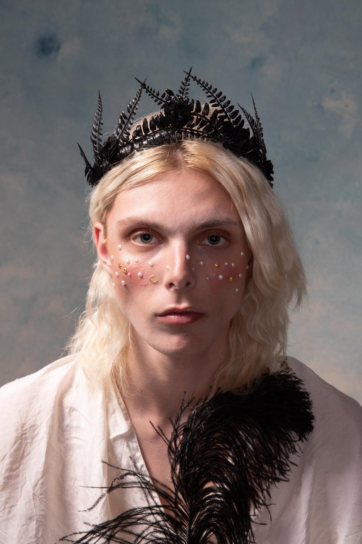 Black Flower Crown: Gothic Wedding Tiara, Pagan Headpiece – handmade floral hair accessory by magaela