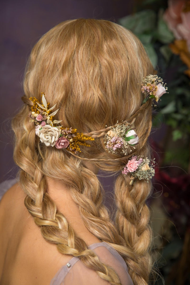 Dusty Pink Rose Hair Comb: Romantic Bridal Flower Comb – handmade floral hair accessory by magaela