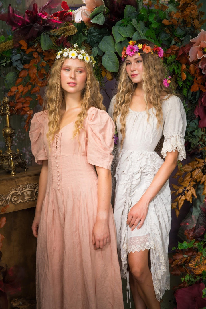 Bridal Flower Hair Wreath with Veil: Romantic Boho Headpiece – handmade floral hair accessory by magaela