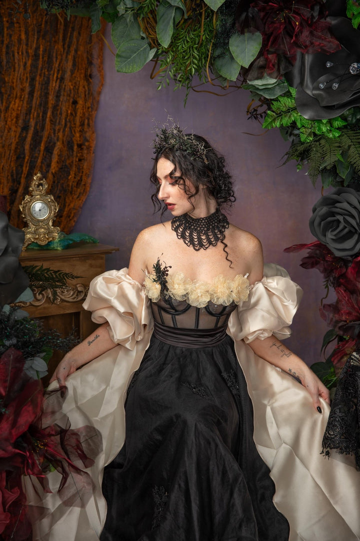 Gothic Bridal Crown: Black Berry Woodland Wedding Headband – handmade floral hair accessory by magaela