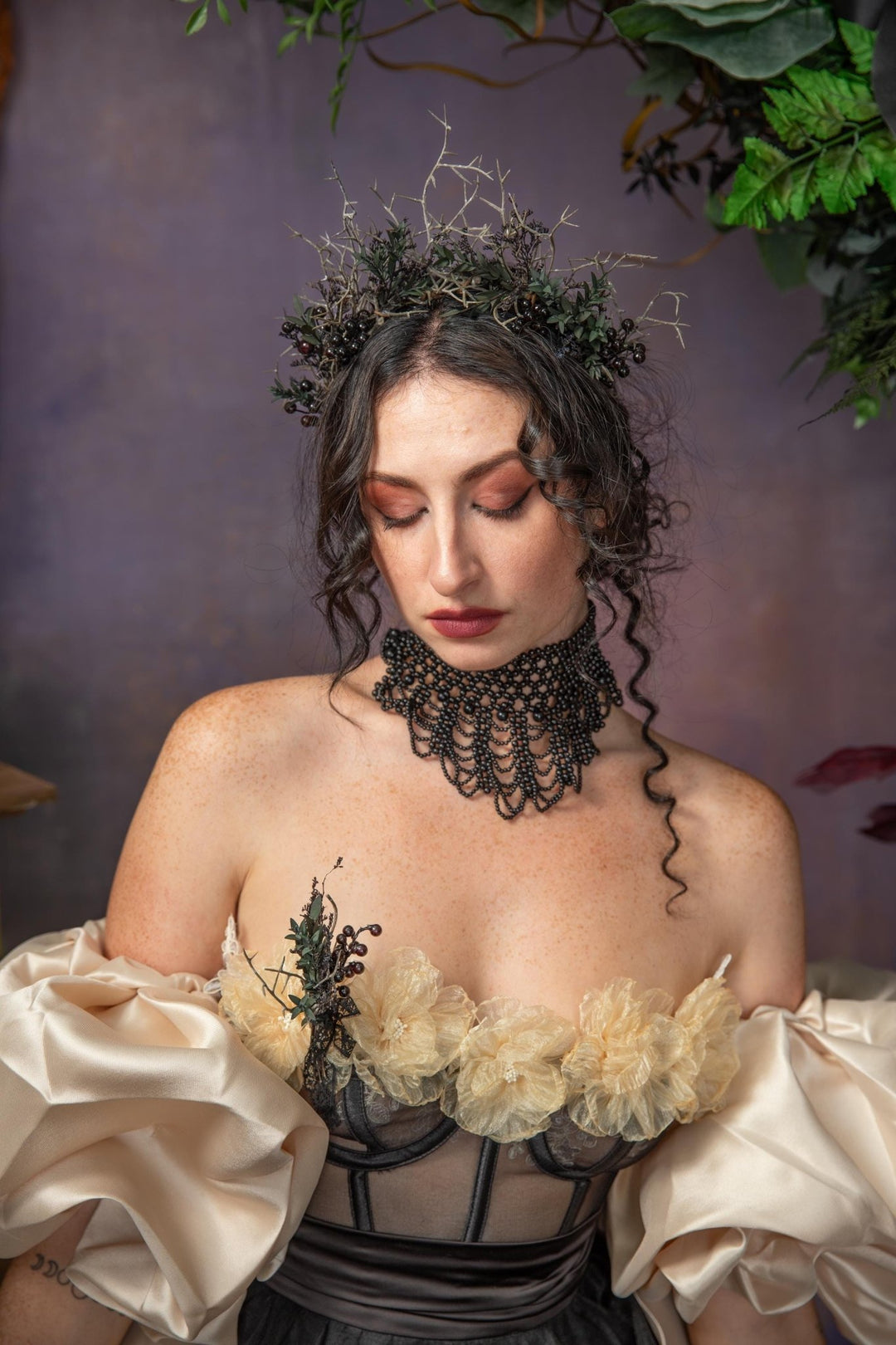 Gothic Wedding Boutonniere: Black Berries & Eucalyptus Corsage – handmade floral hair accessory by magaela