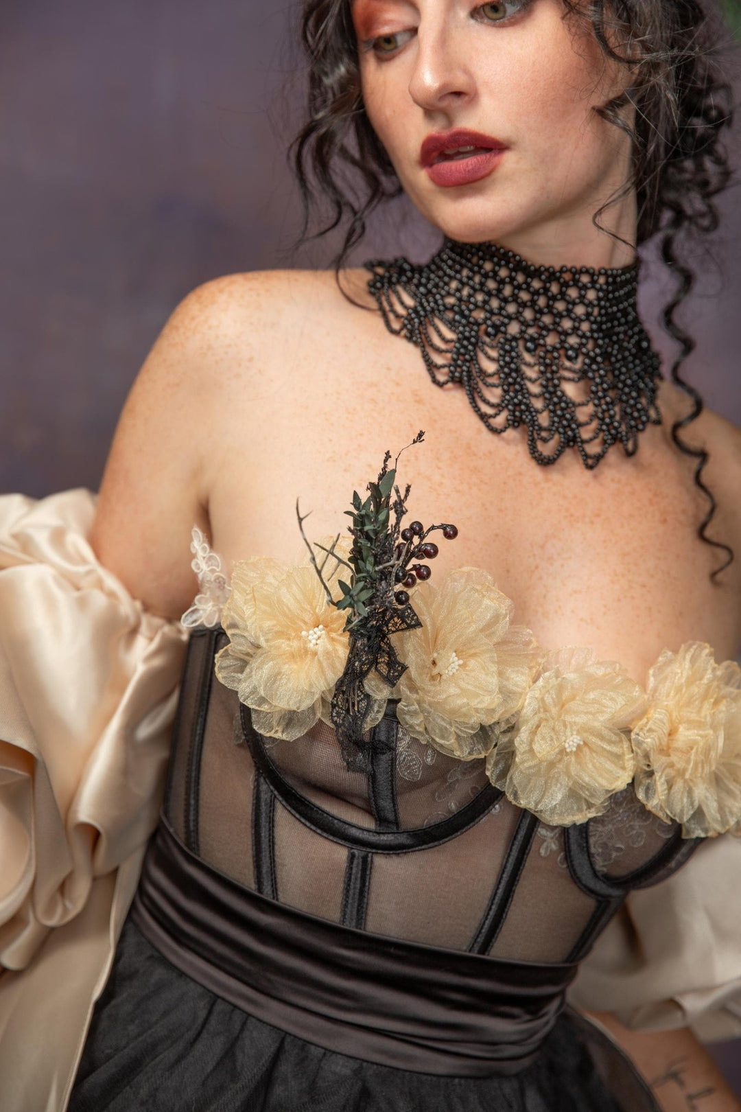 Gothic Wedding Boutonniere: Black Berries & Eucalyptus Corsage – handmade floral hair accessory by magaela