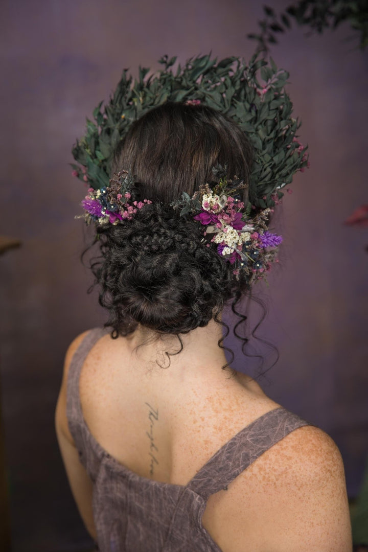 Purple Flower Hair Comb: Autumn Wedding Bridal Hair Accessory – handmade floral hair accessory by magaela