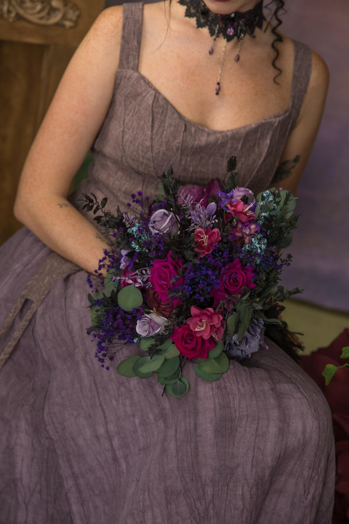 Purple Magenta Flower Bouquet: Autumn Gothic Wedding Bridal Bouquet – handmade floral hair accessory by magaela