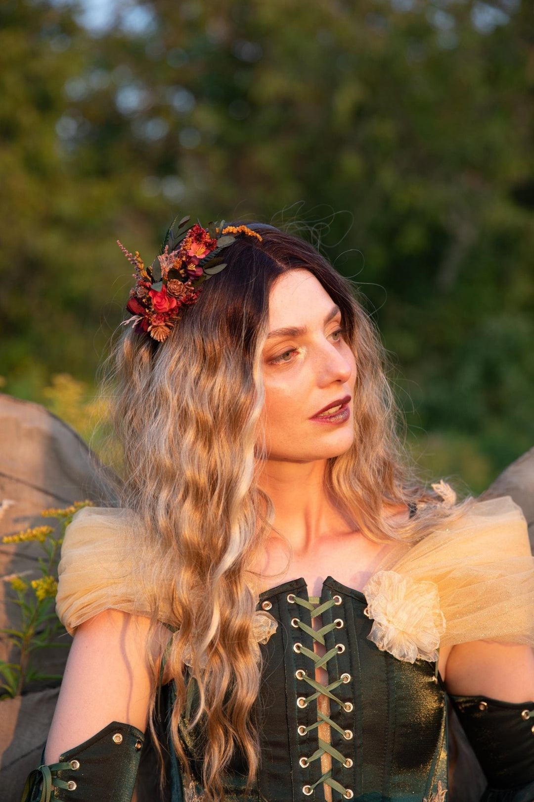 Burgundy Flower Headband: Autumn Wedding Bridal Hair Accessory – handmade floral hair accessory by magaela