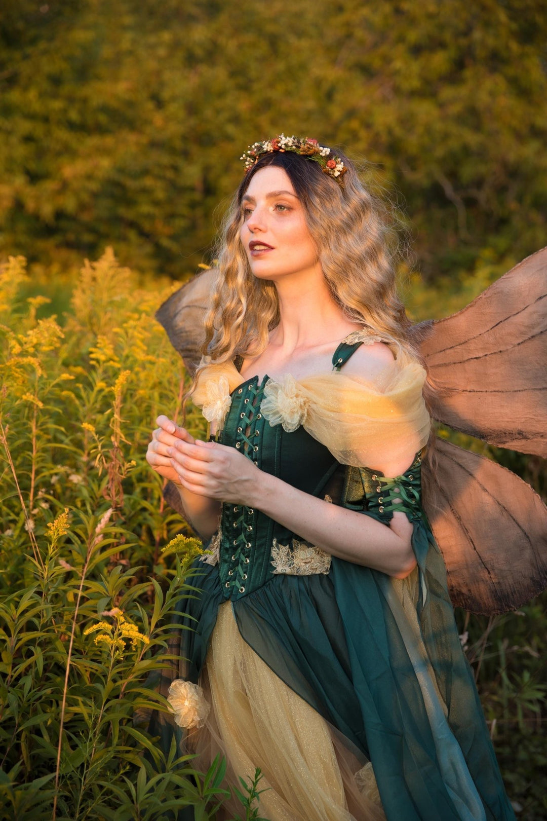 Pumpkin Flower Headband: Autumn Bridal Cottagecore Headpiece – handmade floral hair accessory by magaela