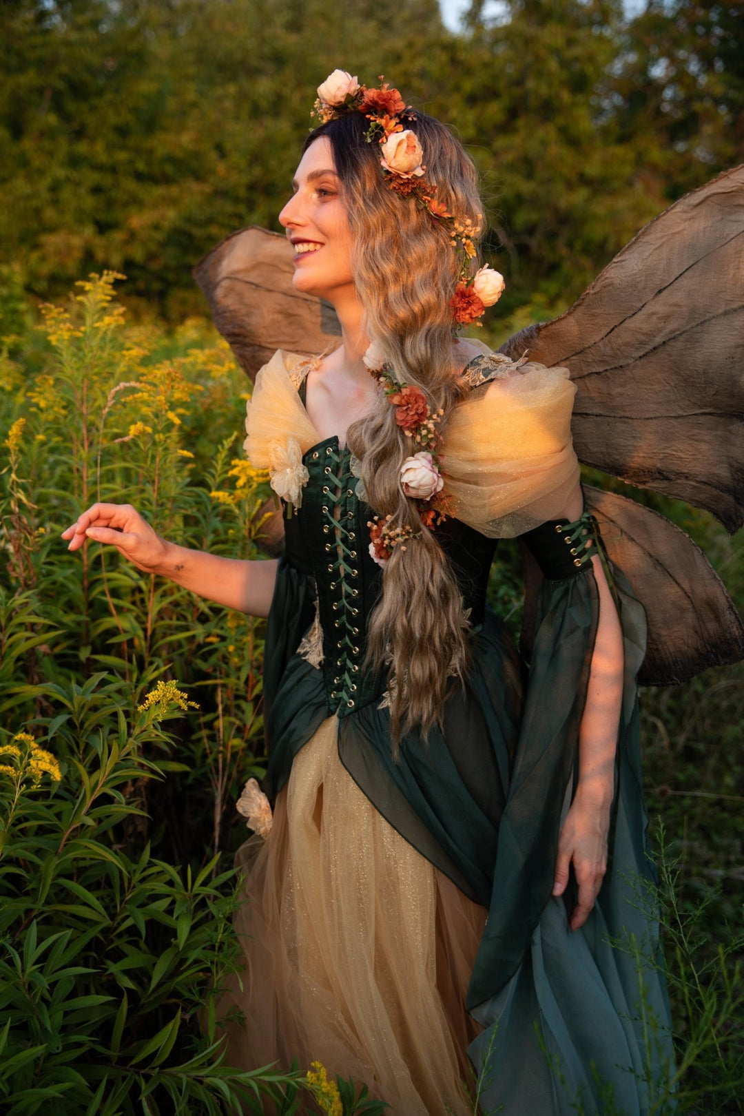 Terracotta Flower Hair Garland: Shapeable Bridal Headpiece – handmade floral hair accessory by magaela