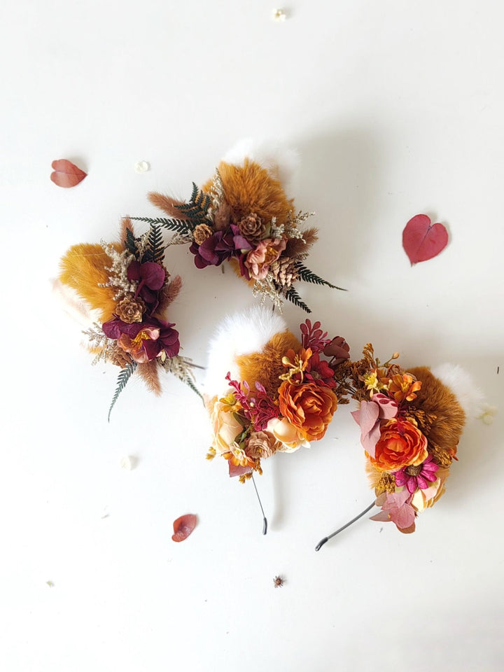 Fox Ears Headband: Fairytale Flower Crown, Kids Costume – handmade floral hair accessory by magaela