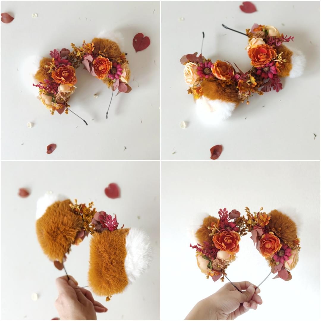 Fox Ears Headband: Fairytale Flower Crown, Kids Costume – handmade floral hair accessory by magaela