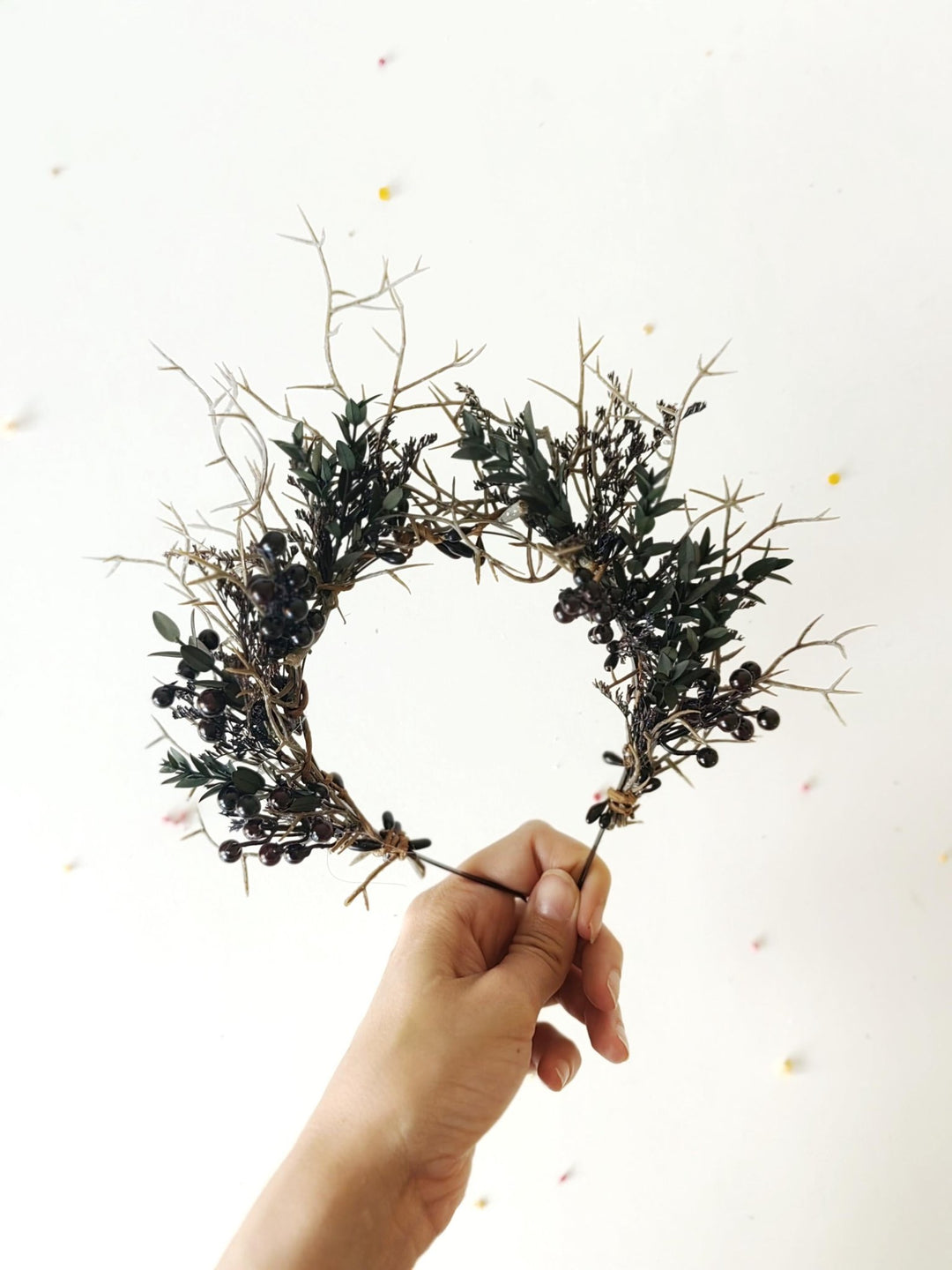 Gothic Bridal Crown: Black Berry Woodland Wedding Headband – handmade floral hair accessory by magaela