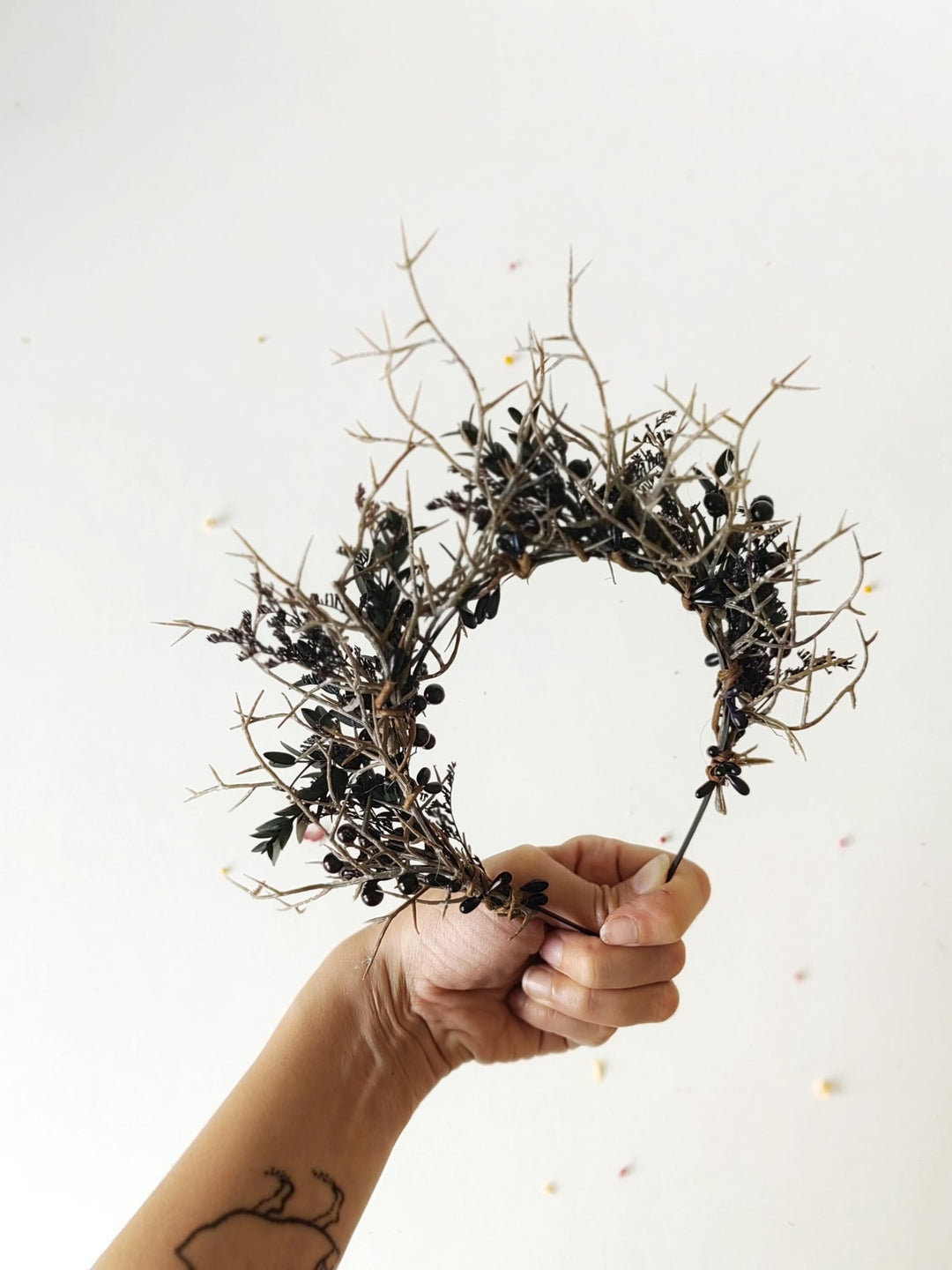 Gothic Bridal Crown: Black Berry Woodland Wedding Headband – handmade floral hair accessory by magaela