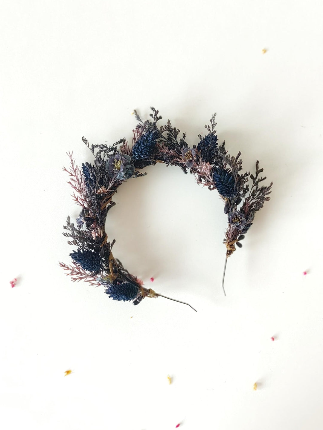 Dark Blue Flower Crown: Gothic Bridal Headband, Halloween Wedding – handmade floral hair accessory by magaela