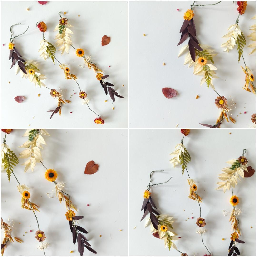 Autumn Sunflower Hair Wreath: Bridal Flower Hair Vine & Clips – handmade floral hair accessory by magaela