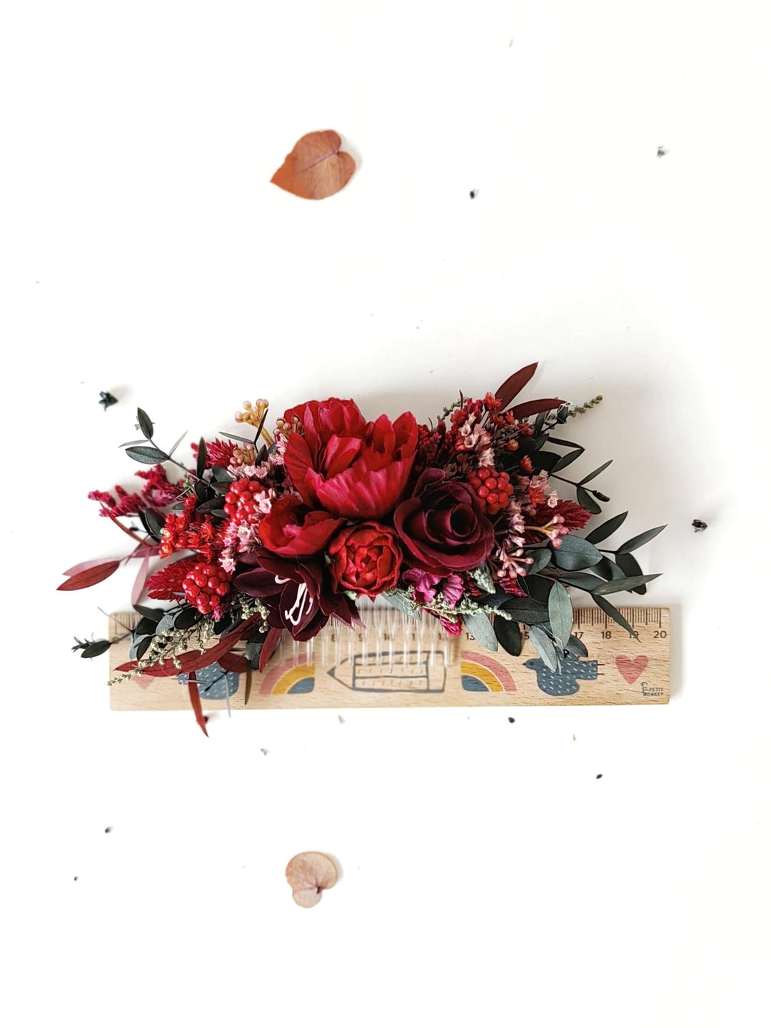 Red Flower Hair Wreath & Comb Set: Autumn Wedding Boho Bridal Hair – handmade floral hair accessory by magaela