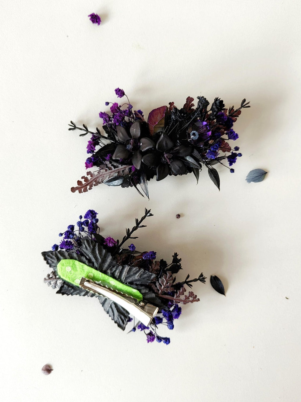 Black Flower Hair Clip: Gothic Wedding, Halloween Jewelry – handmade floral hair accessory by magaela
