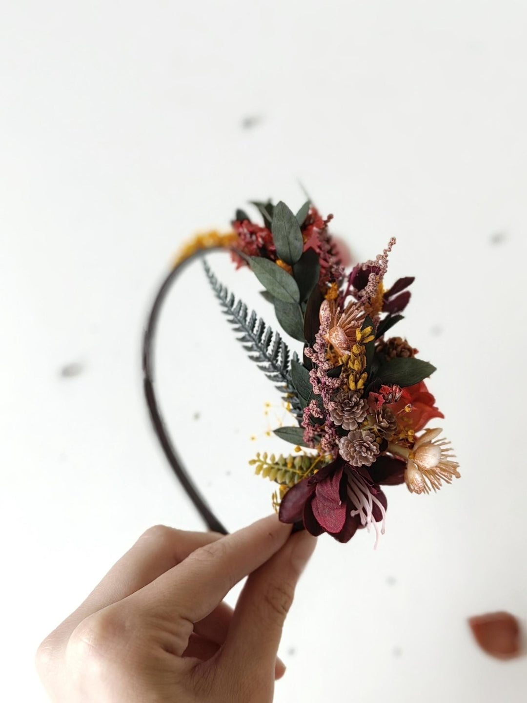 Burgundy Flower Headband: Autumn Wedding Bridal Hair Accessory – handmade floral hair accessory by magaela