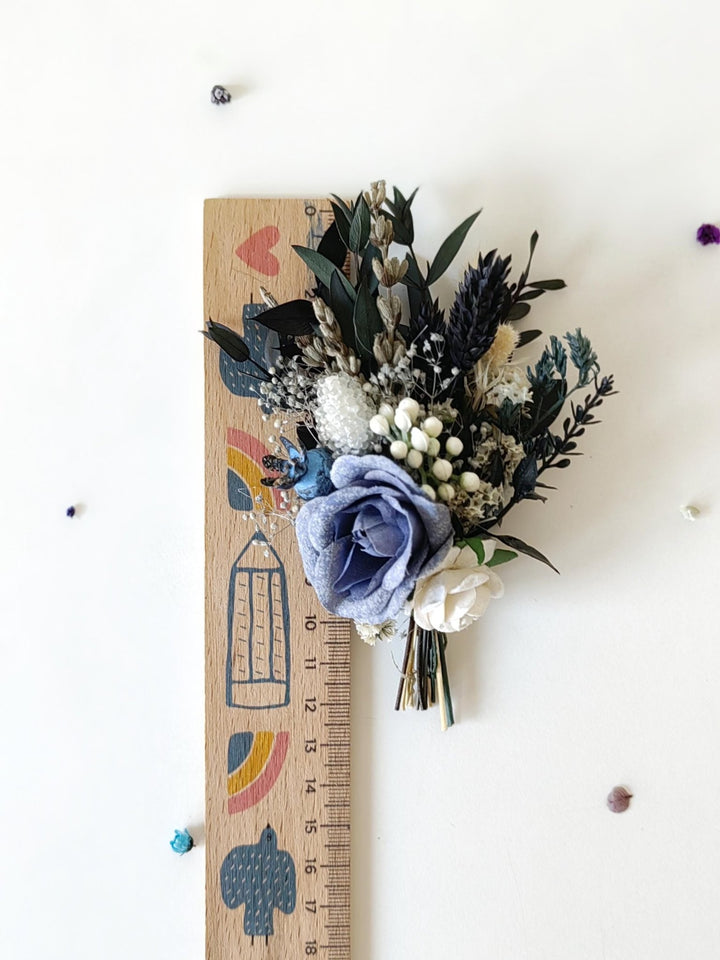 Blue Rose Boutonniere: Winter Wedding Corsage – handmade floral hair accessory by magaela