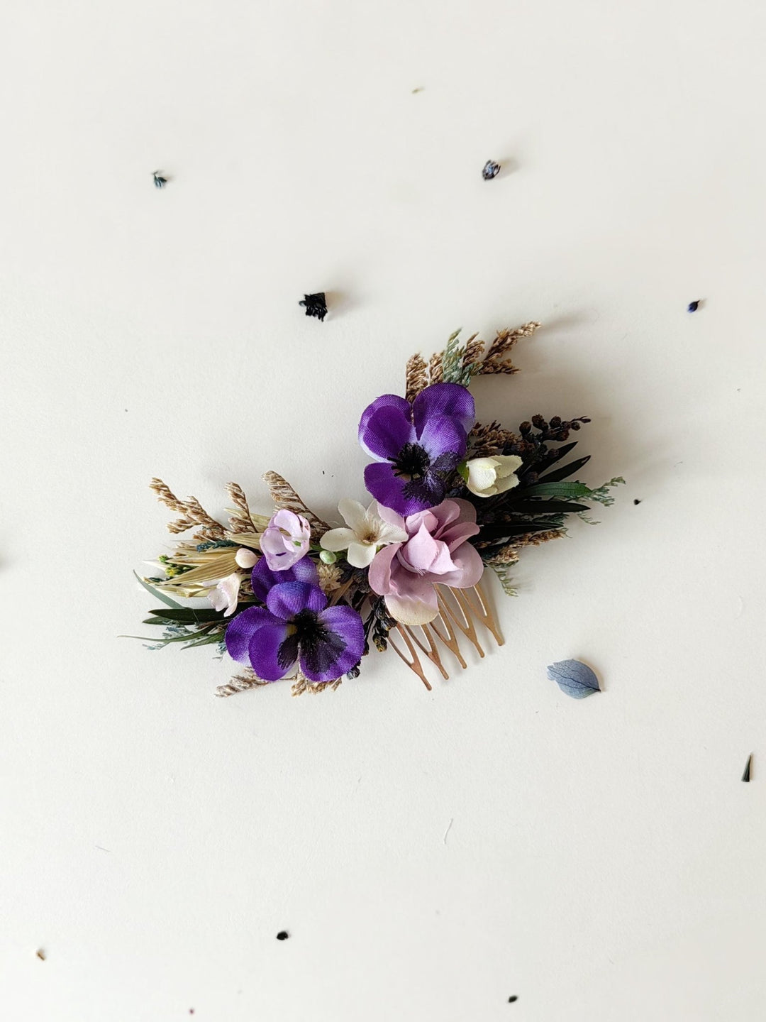 Violet Flower Hair Comb: Purple Bridal Hair Accessory – handmade floral hair accessory by magaela