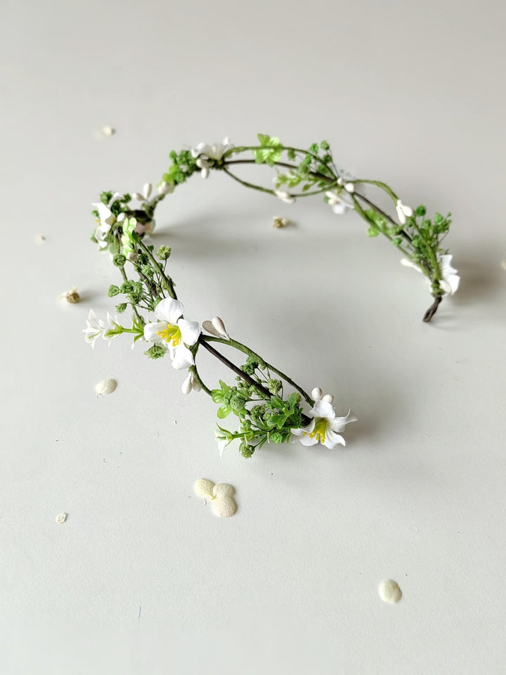 Butterfly Elven Tiara: Greenery Wedding Flower Crown – handmade floral hair accessory by magaela