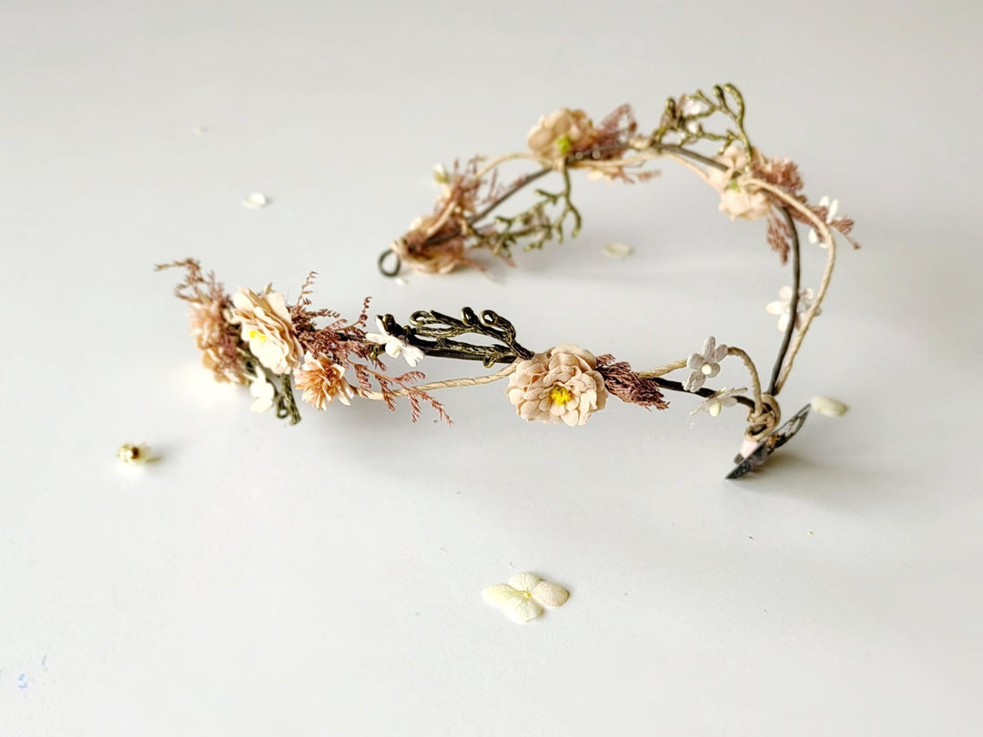 Vintage Floral Bridal Crown: Woodland Wedding Tiara – handmade floral hair accessory by magaela