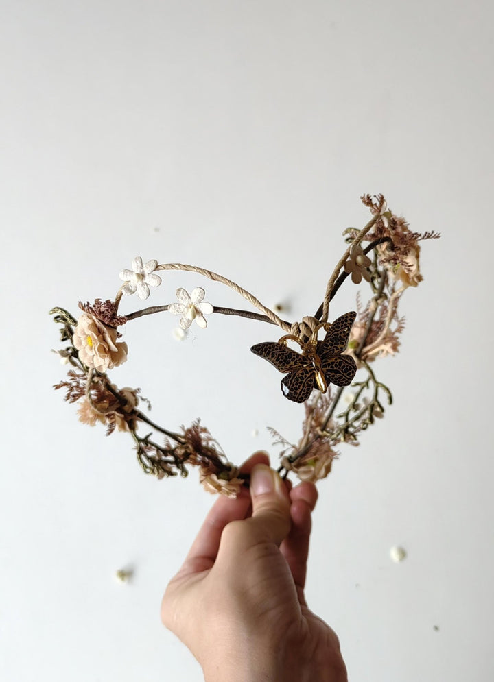 Vintage Floral Bridal Crown: Woodland Wedding Tiara – handmade floral hair accessory by magaela