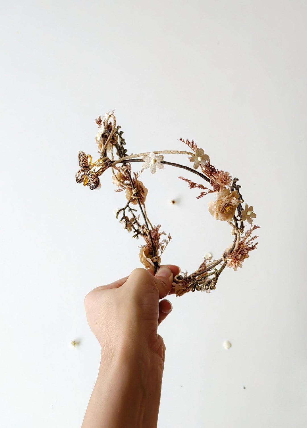 Vintage Floral Bridal Crown: Woodland Wedding Tiara – handmade floral hair accessory by magaela