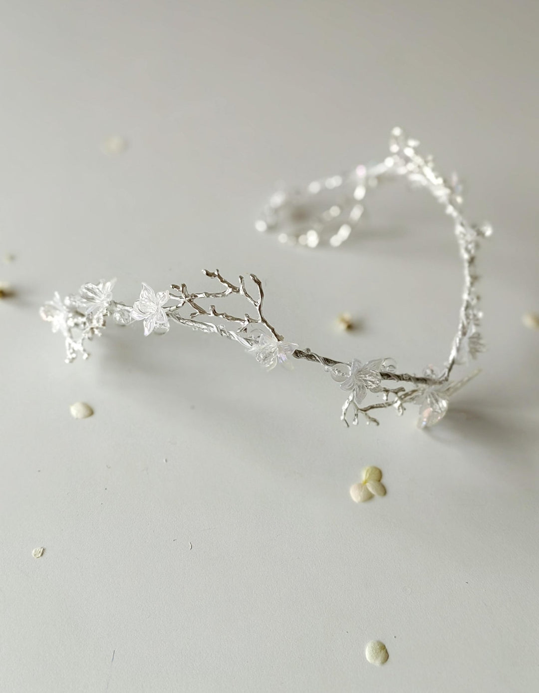 Butterfly Wedding Tiara with Veil: Winter Renaissance Crown – handmade floral hair accessory by magaela