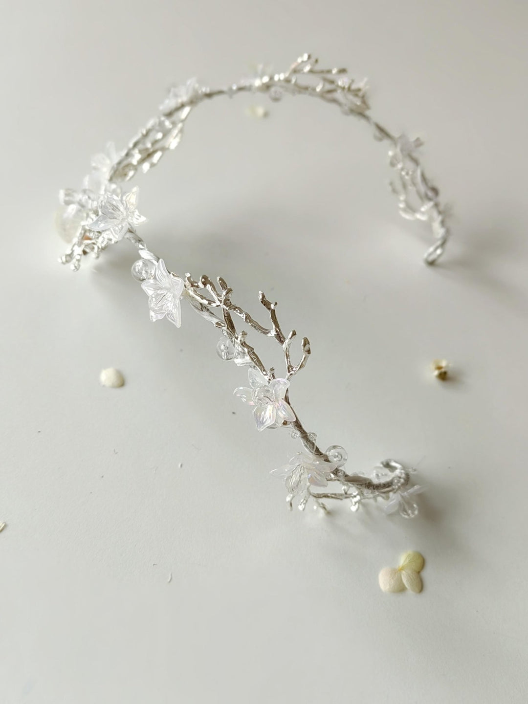 Butterfly Wedding Tiara with Veil: Winter Renaissance Crown – handmade floral hair accessory by magaela