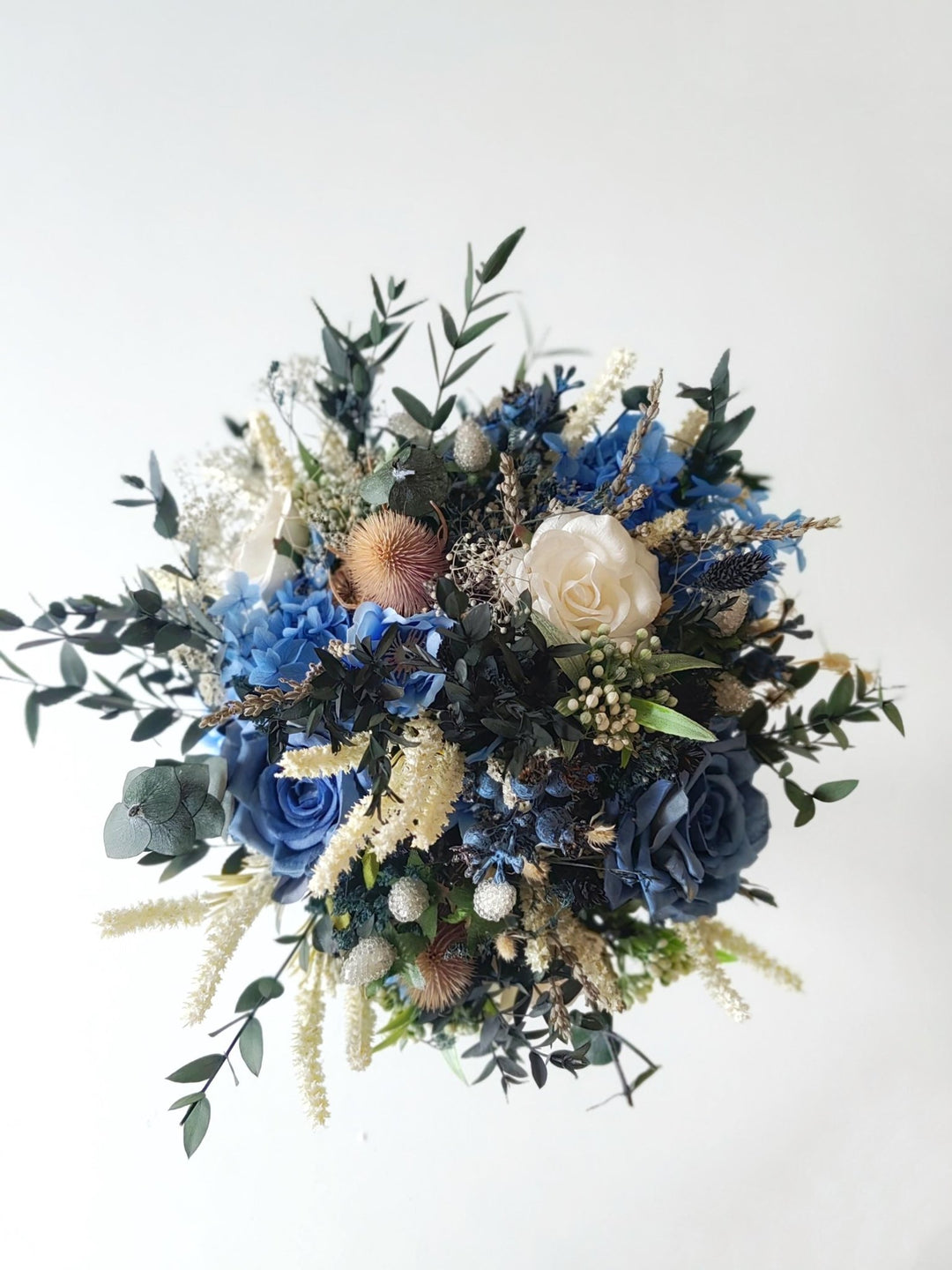 Blue Rose Bouquet: Gothic Wedding, Autumn Bridal Bouquet – handmade floral hair accessory by magaela