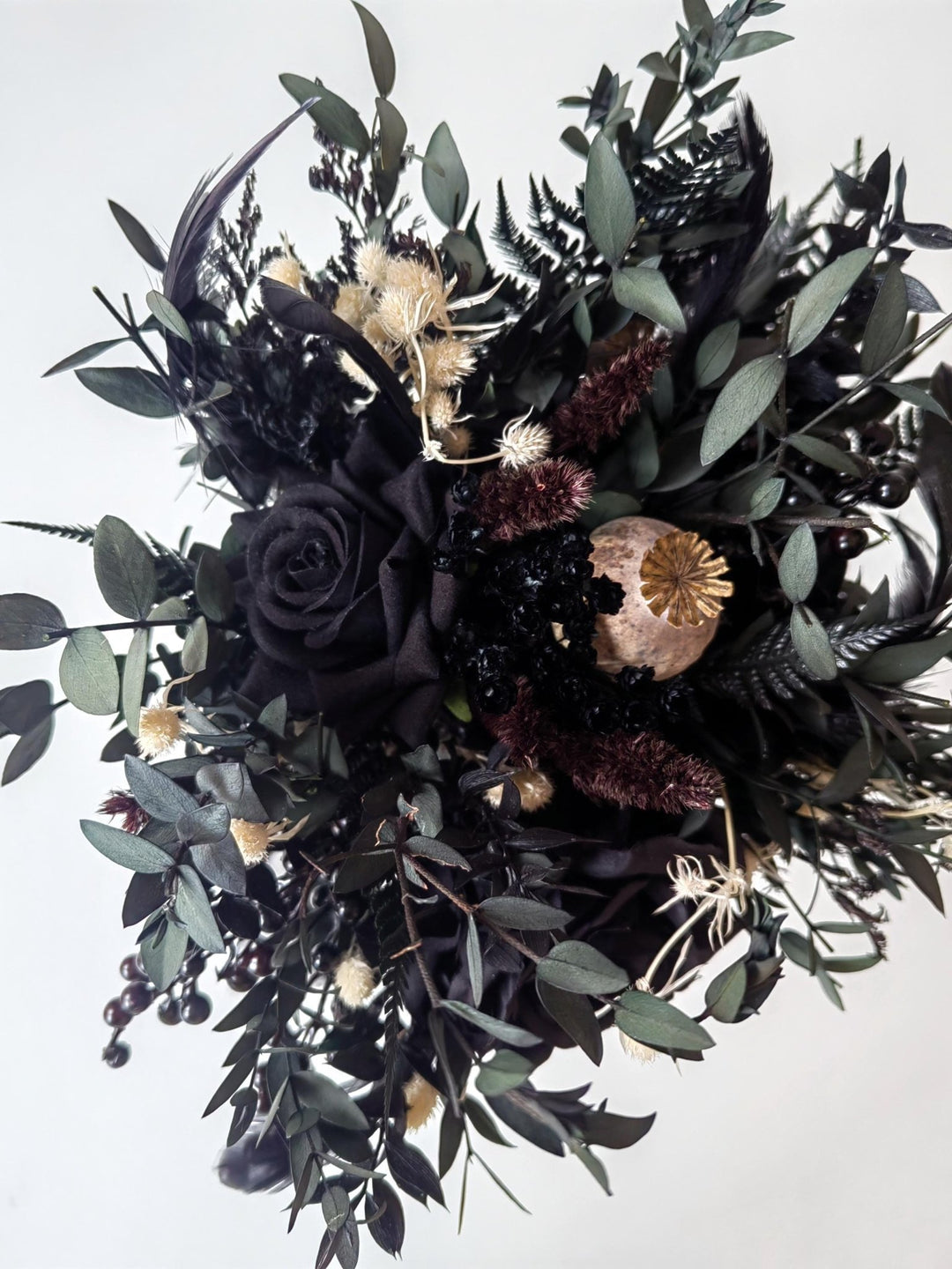 Black Gothic Wedding Bouquet: Dark Artificial Flower Bridal Bouquet – handmade floral hair accessory by magaela
