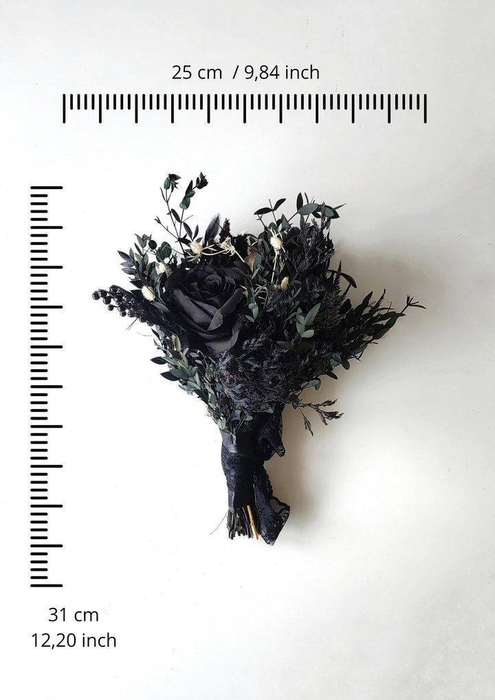 Black Gothic Wedding Bouquet: Dark Artificial Flower Bridal Bouquet – handmade floral hair accessory by magaela