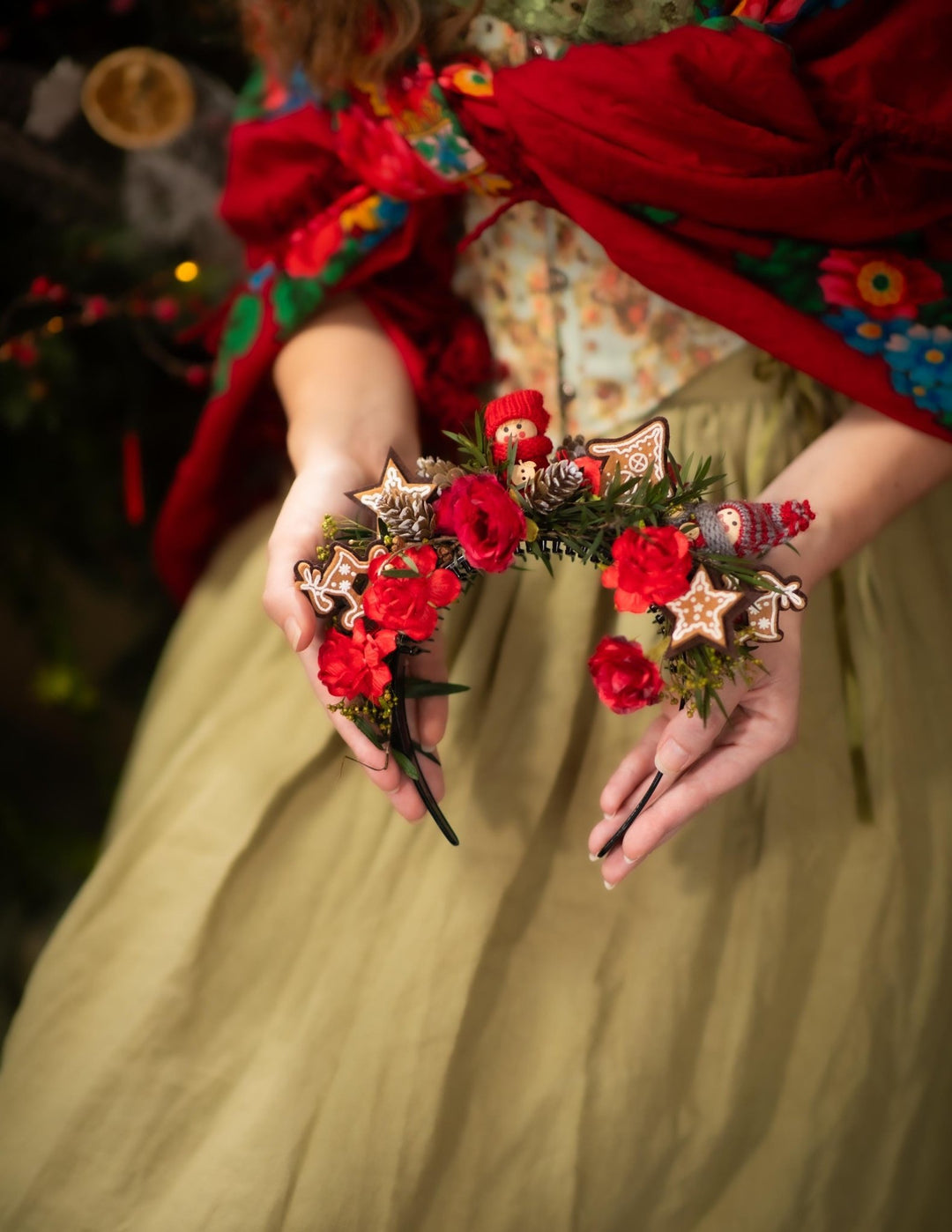 Hansel and Gretel Fairytale Christmas Headband: Limited Edition Floral Crown – handmade floral hair accessory by magaela