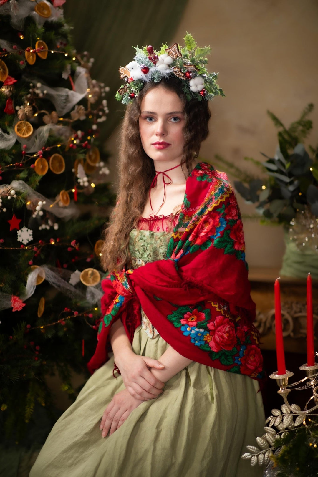 Nutcracker Gingerbread Headband: Fairytale Christmas Crown – handmade floral hair accessory by magaela