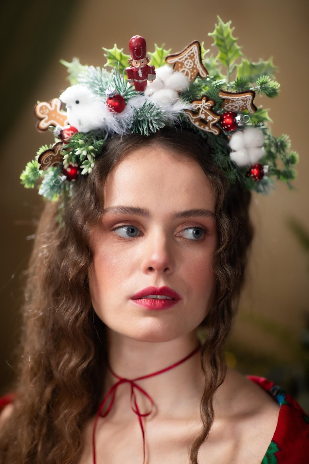 Nutcracker Gingerbread Headband: Fairytale Christmas Crown – handmade floral hair accessory by magaela