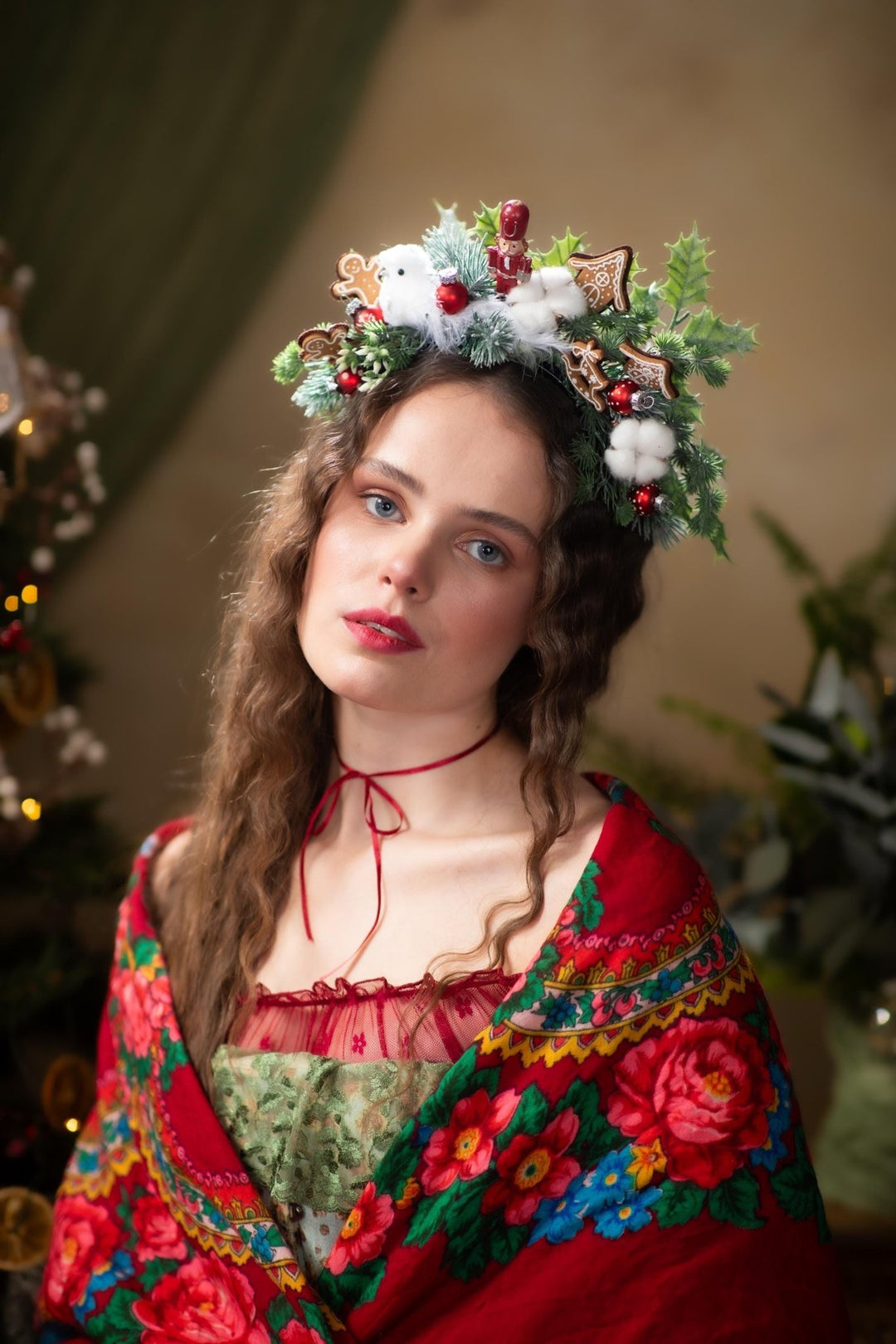 Nutcracker Gingerbread Headband: Fairytale Christmas Crown – handmade floral hair accessory by magaela