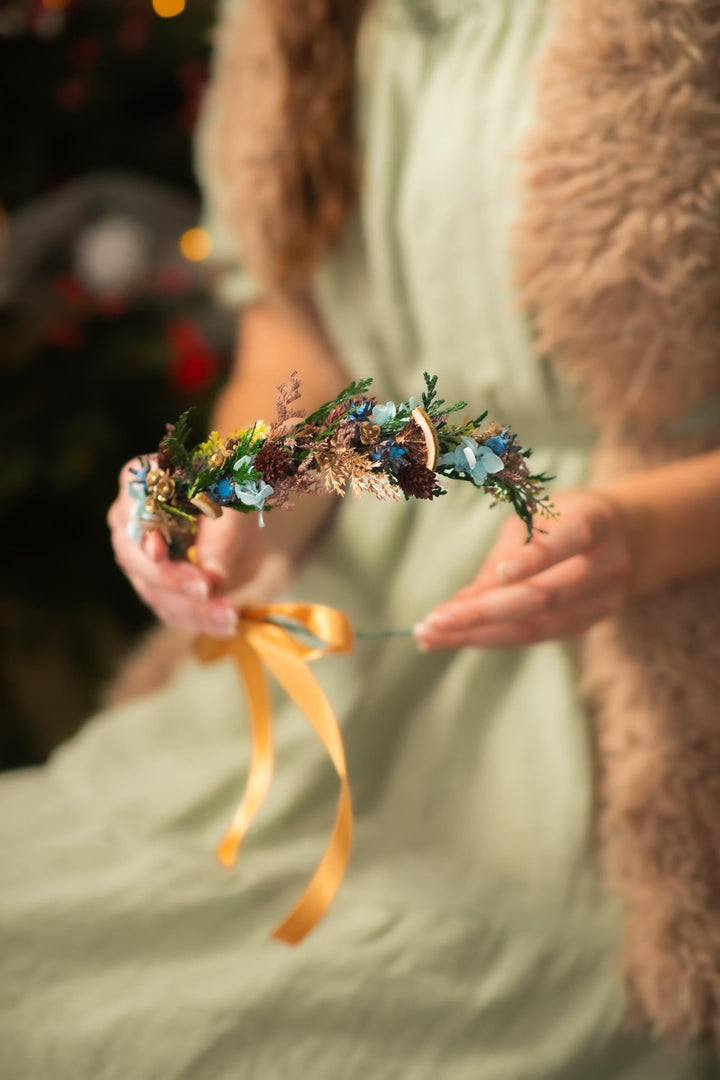 Winter Woodland Hair Wreath: Christmas Wedding Headpiece – handmade floral hair accessory by magaela