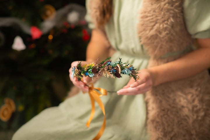 Winter Woodland Hair Wreath: Christmas Wedding Headpiece – handmade floral hair accessory by magaela