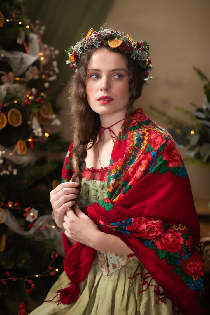 Winter Orange Christmas Accessories – Earrings, Headbands, Brooch & Glass Decorations – handmade floral hair accessory by magaela