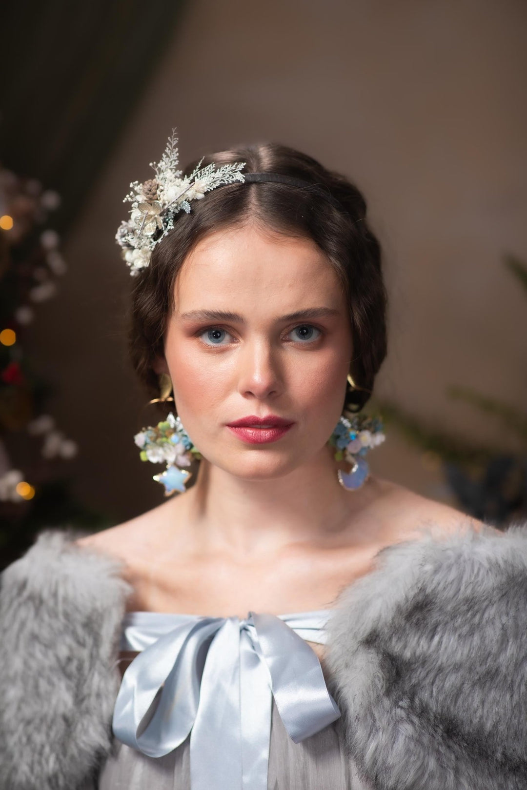 Silver Pine Cone Headband: Winter Christmas Party Headpiece – handmade floral hair accessory by magaela